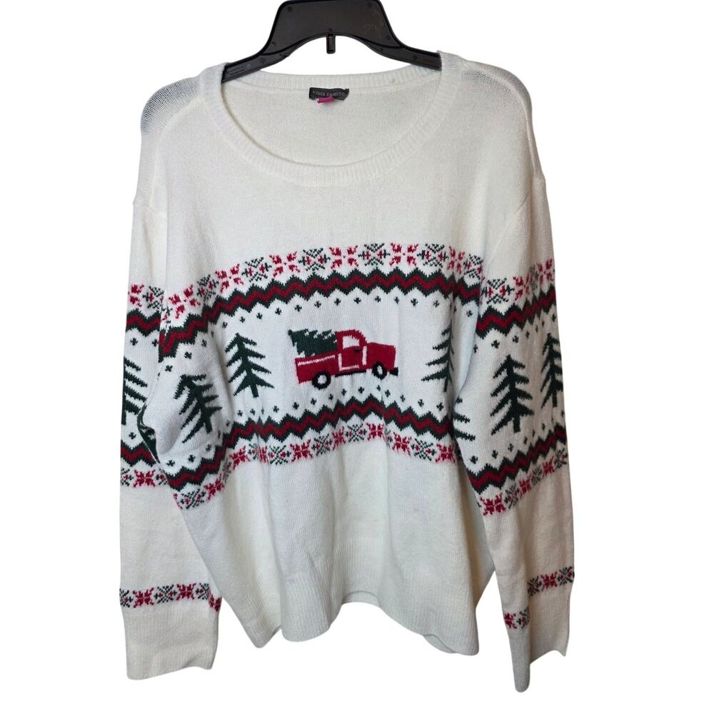Vince Camuto Red Truck Christmas Holiday Sweater, XL